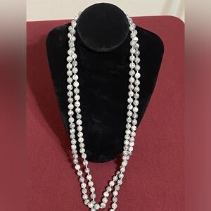 NWOT Semi Precious Long Beaded Necklace - Gray Marble